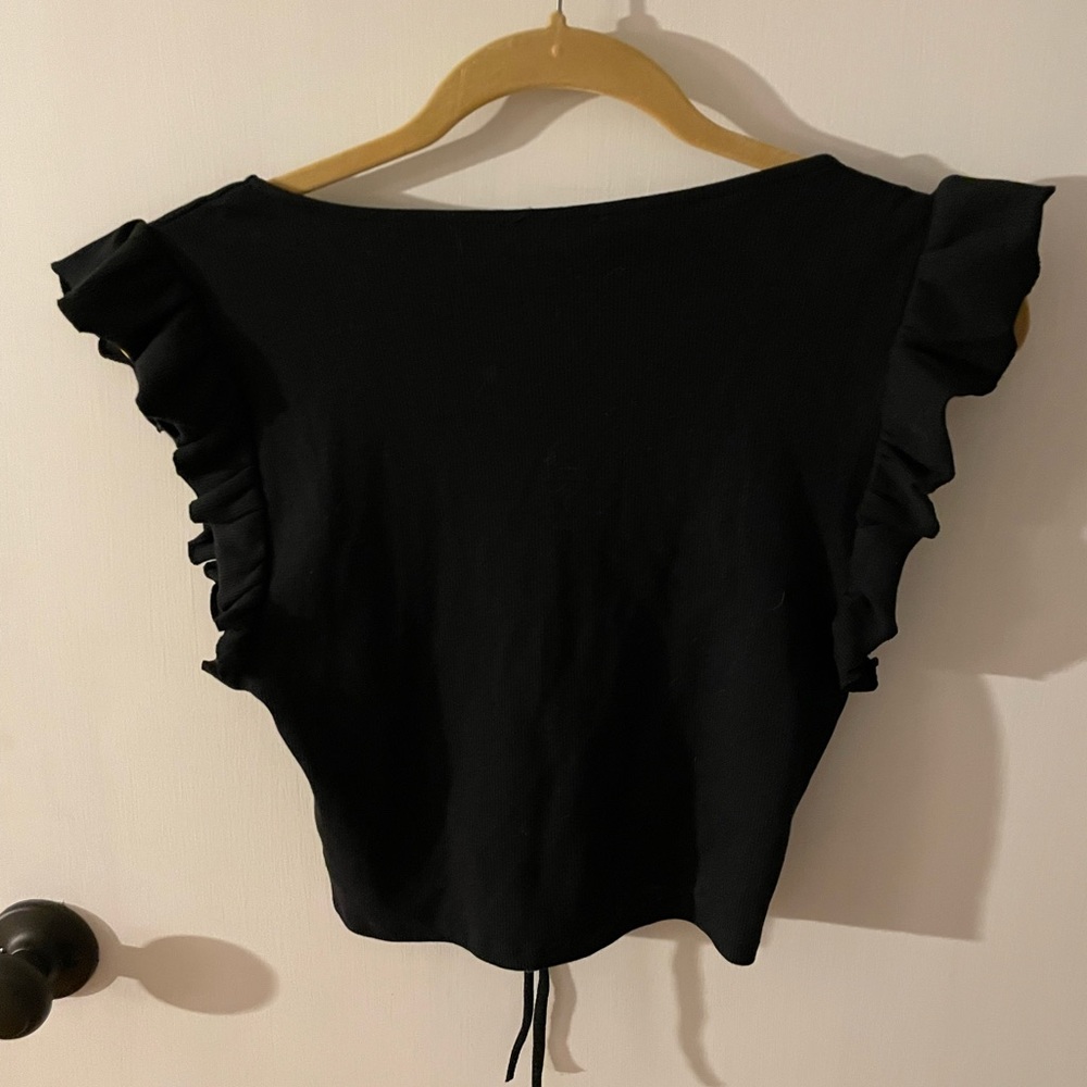 ZARA Womens ruffled sleeve crop top, size large - Picture 6 of 8